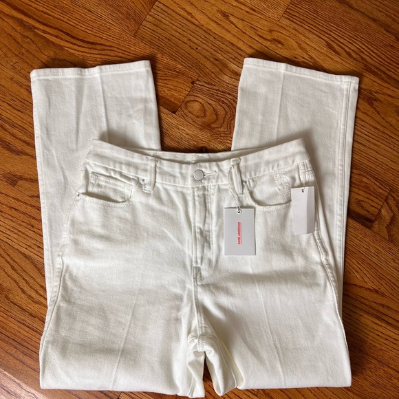 Good American Good Curve Ivory Denim Pants NWT - Picture 3 of 8